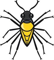 Cartoon Illustration of a Yellow and Black Bug vector