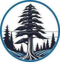 Cedar Tree in a Circular Frame vector