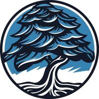 Stylized Tree Illustration in a Circular Frame vector