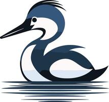 Stylized Illustration of a Grebe on Water vector