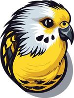 A Yellow and Black Parakeet with a White Crest vector