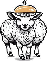 Sheep With a Burger Hat vector