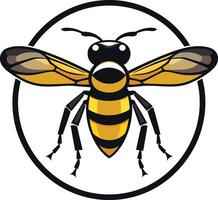 Bee Illustration in Circle vector