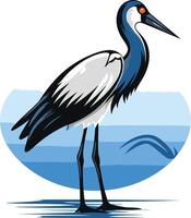 A Grey Heron Standing in a Lake vector