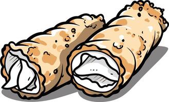 Two Delicious Cream-Filled Pastry Rolls vector