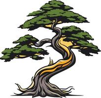 Intricate Bonsai Tree Illustration vector