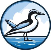 Seabird Standing on Water in a Circle vector