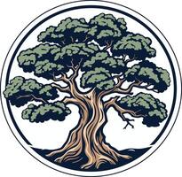 Illustration of a Majestic Tree in a Circle vector