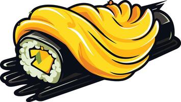Cartoon Illustration of a Sushi Roll vector