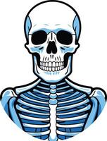Cartoon Illustration of a Skeleton with Blue Hues vector