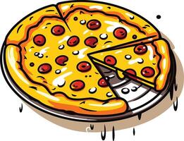 A Mouthwatering Pizza with a Missing Slice vector