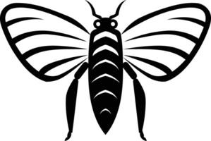 Simple black and white element illustration of a stylized moth vector