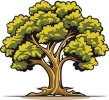 Green Tree with Brown Trunk and Branches vector