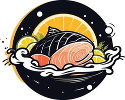 Fresh Salmon Sashimi with Citrus Garnish vector