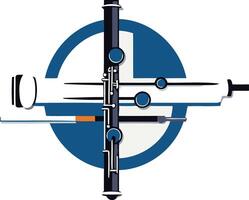 Abstract Flute Design with Blue Circle vector