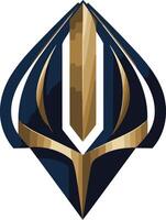 Abstract Geometric Emblem with Blue and Gold vector