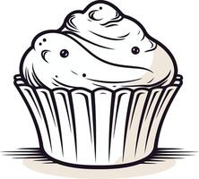 Single Cupcake with Swirls of Frosting vector