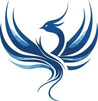 Blue Phoenix with Spreads Wings in Flight vector