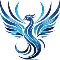 Abstract Blue Phoenix with Spread Wings vector