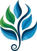 Abstract Leaf Design in Blue and Green vector