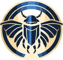 Scarab Beetle with Wings in a Circular Frame vector