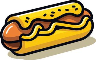 Cartoon Hot Dog with Mustard vector