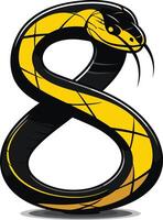 Yellow and Black Snake Forming the Number 8 vector
