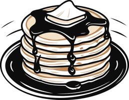Delicious Stack of Pancakes with Syrup and Butter vector