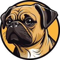 Close Up Portrait of a Pug vector