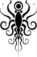 Stylized black and white octopus tattoo design, perfect for adding a touch of ocean mystery to any project vector