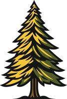 Evergreen Tree with Yellow and Green Foliage vector