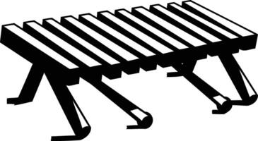 Simple, black and white illustration of a folding table or camping chair vector