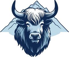 Majestic Yak Portrait with Mountain Background vector