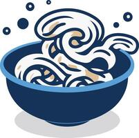 Bowl of Noodles with Whirlwind of Flavor vector