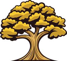 Golden Tree with Branching Trunk vector
