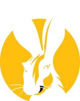Abstract Rabbit Silhouette Against a Yellow Circle vector