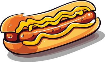 Cartoon Hot Dog with Mustard vector