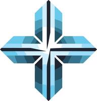 Abstract Cross with Blue and Black Gradient vector