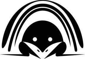 A stylized silhouette of a creature under an arched rainbow vector