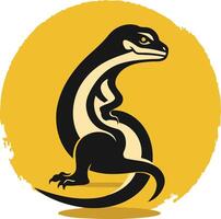 Silhouette of a Lizard on a Yellow Circle vector