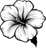 A simple yet elegant black and white line drawing of a hibiscus flower vector
