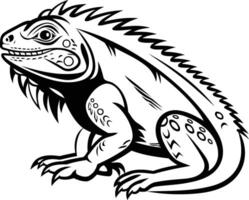 A bold black and white illustration of an iguana, perfect for tattoo designs, logo creation, or adding a touch of exotic flair to your projects vector