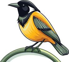 Yellow Bird Perched on a Branch vector
