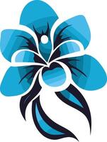 Blue Flower Illustration with Black Outline vector