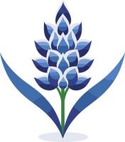 Stylized Blue Flower with Green Stem vector
