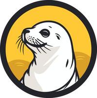 Smiling Seal in a Yellow Circle vector