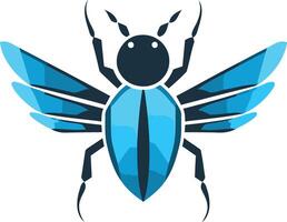 Stylized Blue Beetle with Wings vector