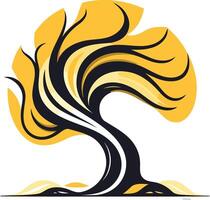 Abstract Tree with Yellow and Black vector