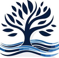 Tree and Waves Abstract Design vector