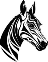 A striking black and white illustration of a zebra's head, perfect for tattoo designs, branding, or adding a touch of wildness to your projects vector